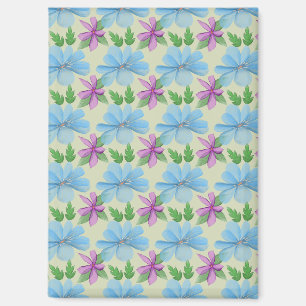 Imán Estética de Patrón Floral Azul Flor de Acuarela