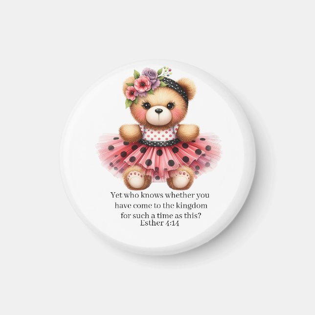 Imán Esther 4:14 Girly Bear Magnet (Frente)