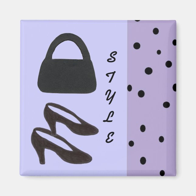 Imán Estilo - Bolsa negra y zapatos negros (Frente)