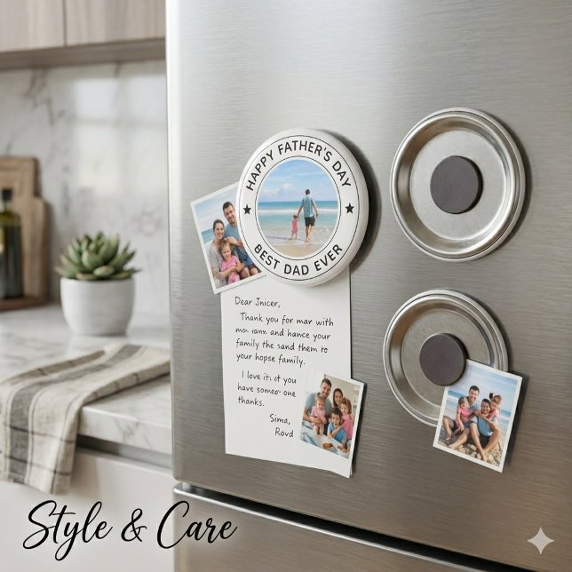 Imán Estilo Clásico Día del Padre Blanco Elegante (Classic Style Fathers Day White Stylish Magnet)