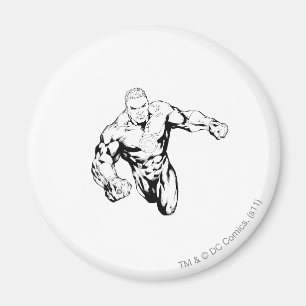 Imán Estilo cómico - linterna verde, blanco y negro