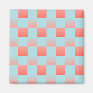 Imán Estilo cuadriculado gradiente azul polvo rosa cora