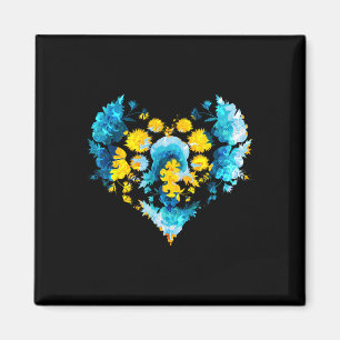 Imán Estilo de bandera ucraniana Corazón de Ucrania flo