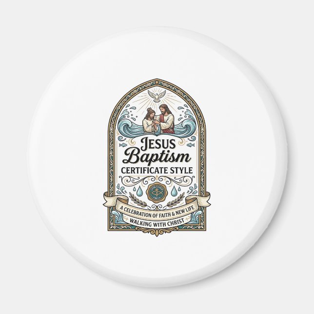 Imán Estilo de Certificado de Bautismo de Jesús Certifi (Frente)