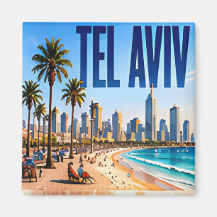 Imán 🌴 Estilo de ciudad costera moderna de Tel Aviv 🌴