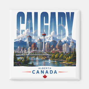 Imán 🏔 Estilo de ciudad montañosa moderna de Calgary �