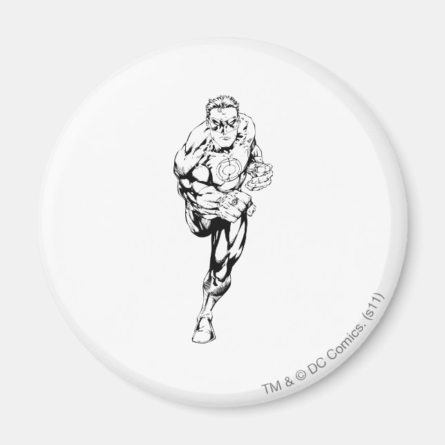 Imán Estilo de cómic - Corriendo, negro y blanco (Frente)