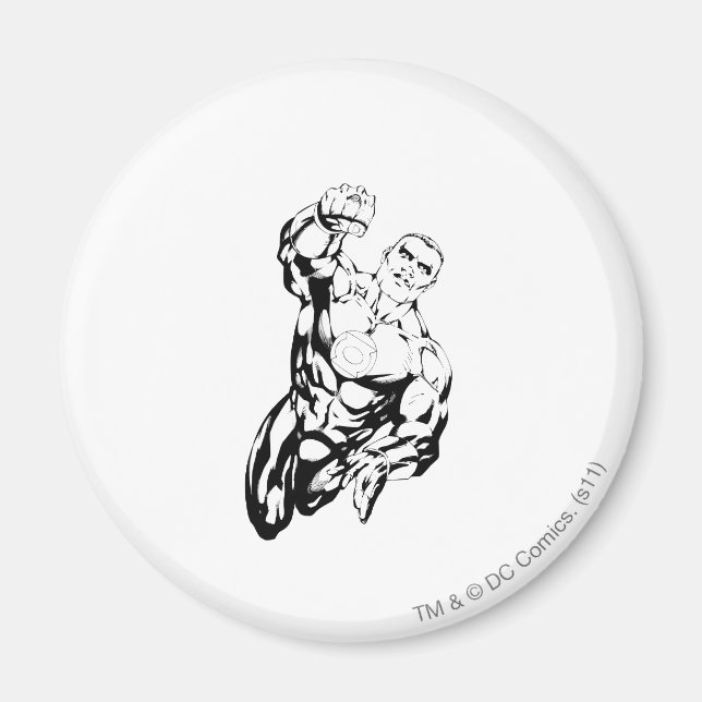 Imán Estilo de cómic - Volando hacia arriba, negro y bl (Frente)