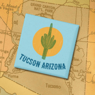 Imán Estilo de Impresión en Bloque Tucson Arizona Cactu