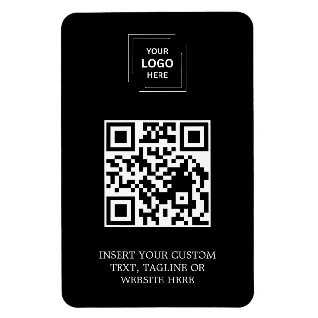 Imán Estilo de marca QR profesional negro (Vertical)