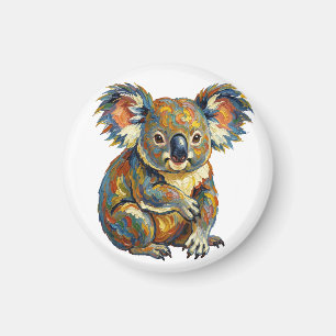 Imán Estilo de pintura al óleo vibrante Koala impasto c