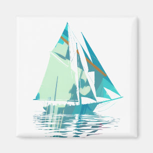 Imán Estilo de silueta de Ilustracion de pesca en barco