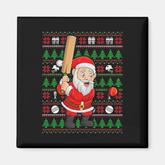 Imán Estilo de suéter feo de Navidad Santa jugando cric