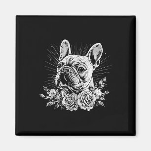 Imán Estilo de tatuaje largo Bulldog francés retro perr