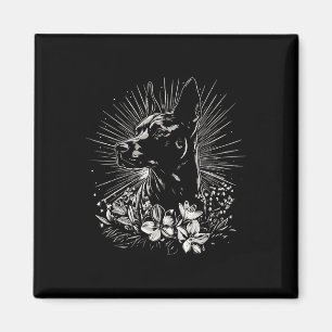 Imán Estilo de tatuaje Perro retro belga malinois _1