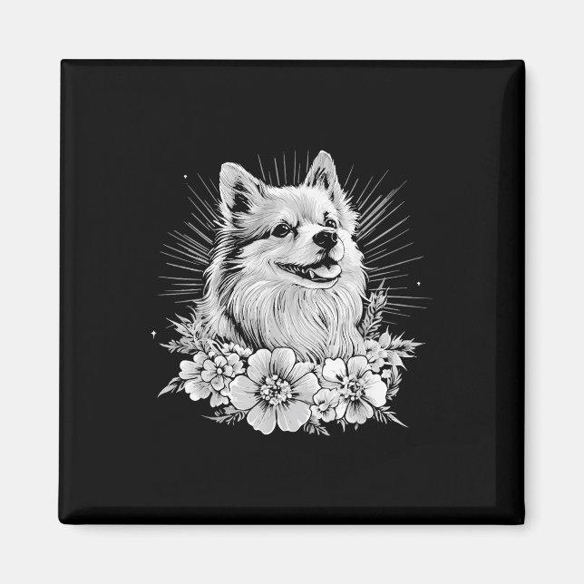 Imán Estilo de tatuaje retro Keeshond Dog Lover (Frente)