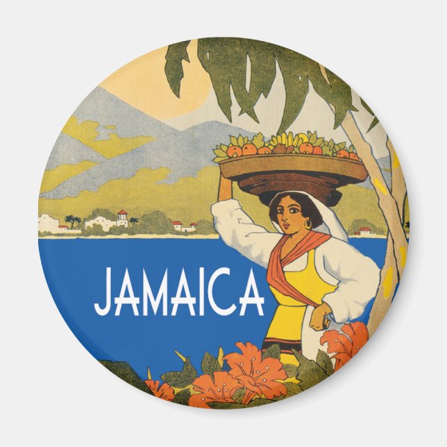 Imán Estilo de viaje vintage de Jamaica (Frente)
