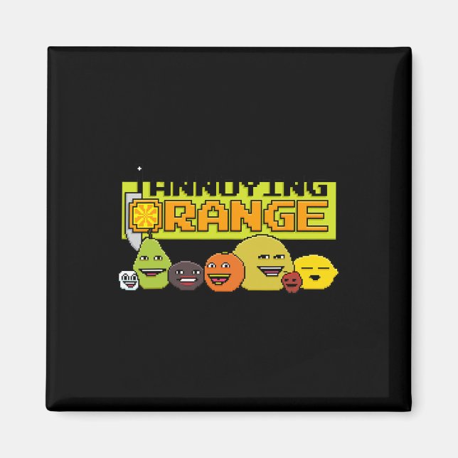 Imán Estilo de videojuego de 8 bits naranja (Frente)