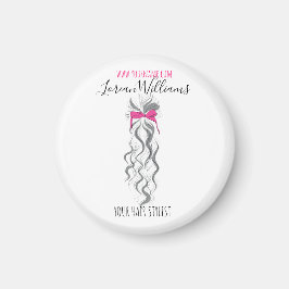 Imán Estilo del pelo del cordón rosa y gris y del trenz