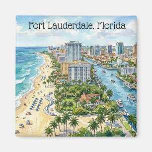 Imán Estilo Fort Lauderdale Florida Acuarela 