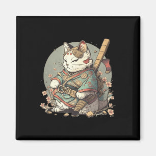 Imán Estilo Gato Kawaii Samurai Anime Kitten Japonés