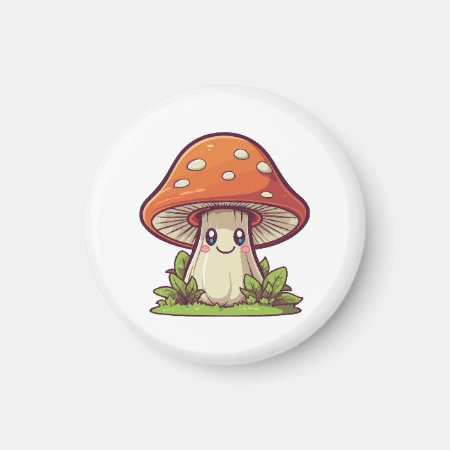 Imán Estilo kawaii lindo, recolección de setas (Frente)