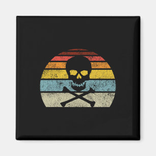 Imán Estilo retro de la bandera del cráneo pirata vinta
