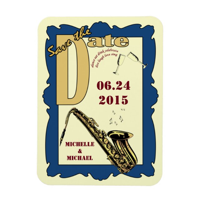 Imán Estilo retro Jazz Guardar fecha (Vertical)