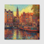 Imán Estilo van Gogh en los canales de Amsterdam<br><div class="desc">un bonito cuadro al estilo van Gogh de las casas-canal y de las casas flotantes de Amsterdam</div>