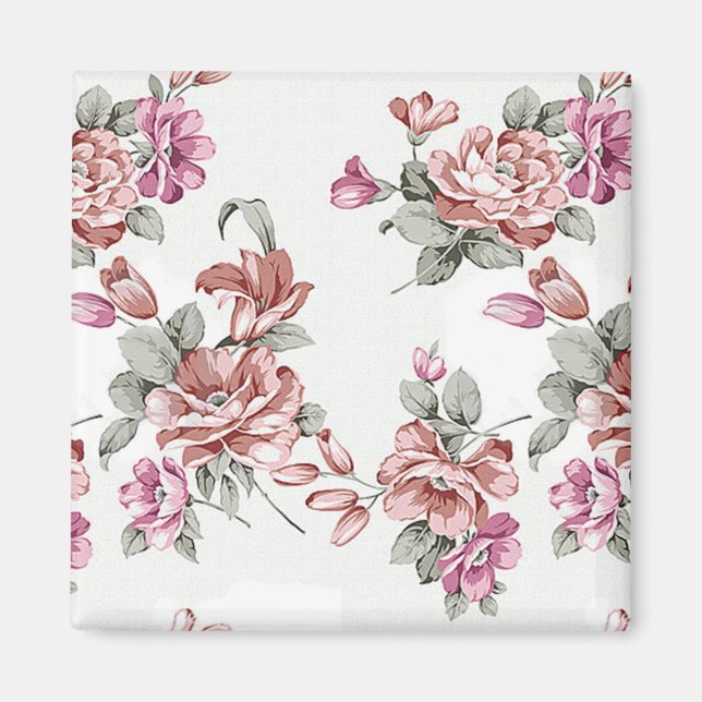 Imán Estilo Vintage  Flores Femeninas Desgastadas (Frente)