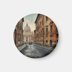 Imán Estilo Vintage Roma Viaje Italiano Acuarela