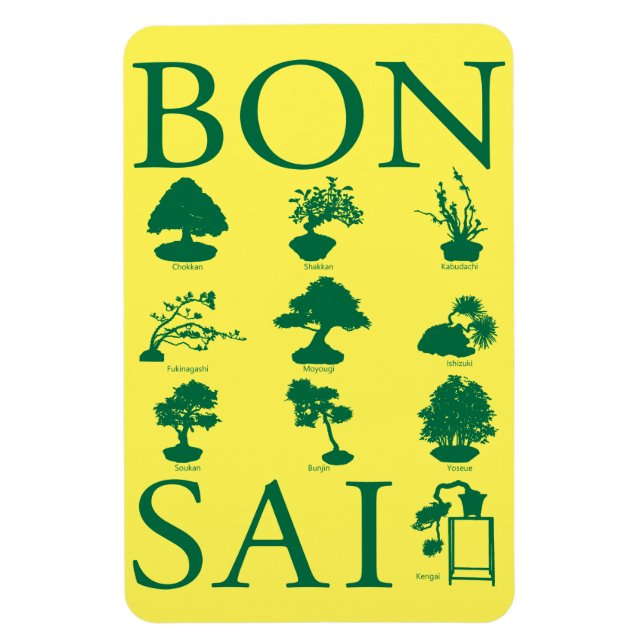 Imán Estilos básicos del árbol Bonsai (Vertical)