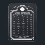 Imán Estiloso gráfico de conversión de la cocina de piz<br><div class="desc">Mediciones del volumen de la tabla de conversión de cocinas - Elegante diseño temático de pizarra negra para usted. Este práctico diseño de Kitchen Tips tiene conversiones comunes que necesitarían. Los estadounidenses generalmente miden los ingredientes por volumen, mientras que casi todos los demás los miden por peso. A continuación se...</div>