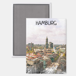 Imán Estiloso Hamburgo Alemania Hansestadt City View