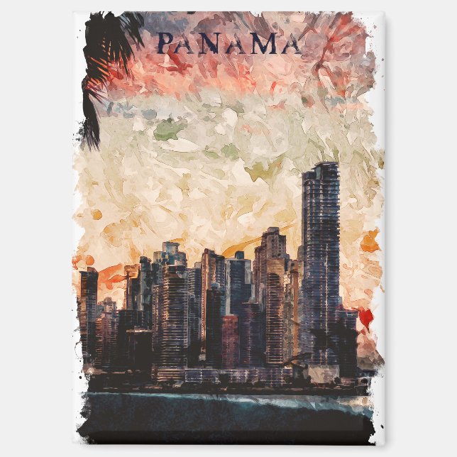 Imán Estiloso paisaje urbano de Panamá (Anverso)