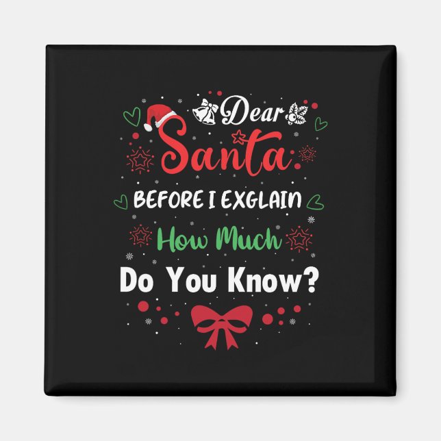 Imán Estimado Papá Noel Antes De Explicar Cuánto Sabes  (Frente)