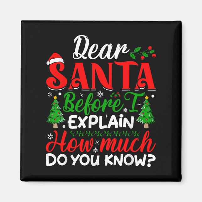Imán Estimado Papá Noel Antes De Explicar Cuánto Sabes  (Frente)