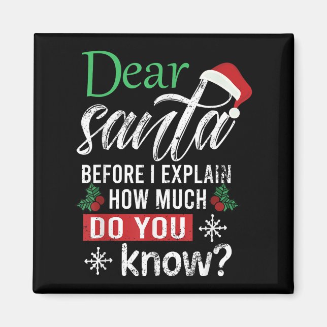 Imán Estimado Papá Noel Antes De Explicar Cuánto Sabes  (Frente)