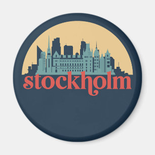 Imán Estocolmo Suecia Cielos Skyline Retro Cityscape Ar