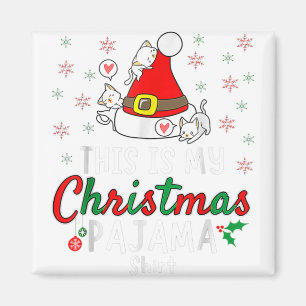 Imán Estos son mis Navidades Camisas Pajama Navidad gat