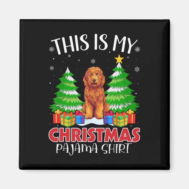 Imán Estos son mis Navidades Pajama Goldendoodle Perro  (Frente)