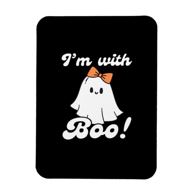 Imán Estoy con Boo divertido estilo retro (Vertical)