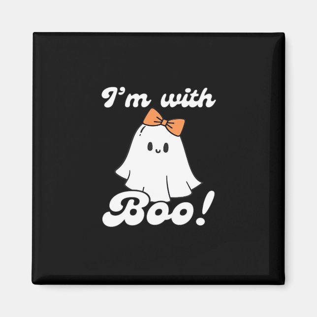 Imán Estoy con Boo divertido retro (Frente)