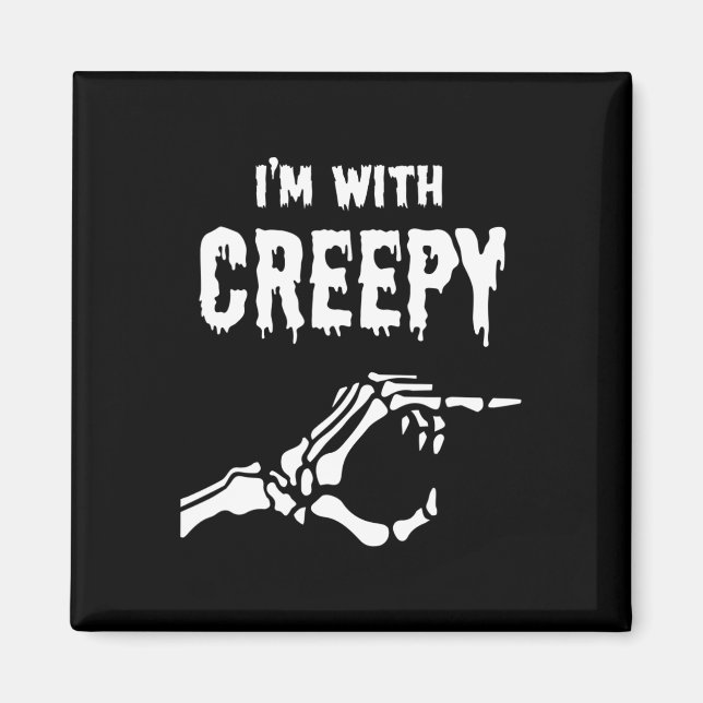 Imán Estoy con Halloween de Skeleton Creepy (Frente)