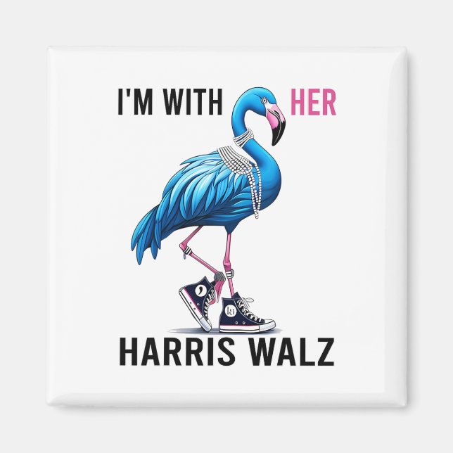 Imán Estoy con su Harris W Flamingo Vote Blue (Frente)
