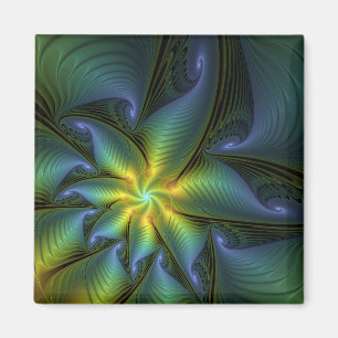 Imán Estrella abstracta, brillante arte azul verde dora