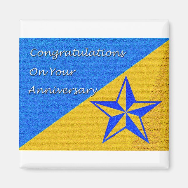 Imán Estrella azul y dorada del aniversario de los empl (Frente)