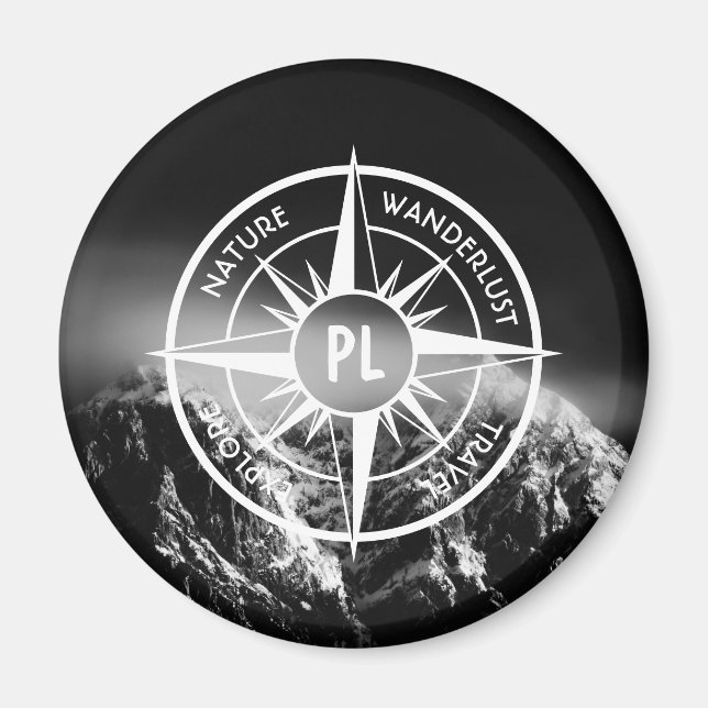 Imán Estrella de brújula emblema monopólico montañas dr (Frente)