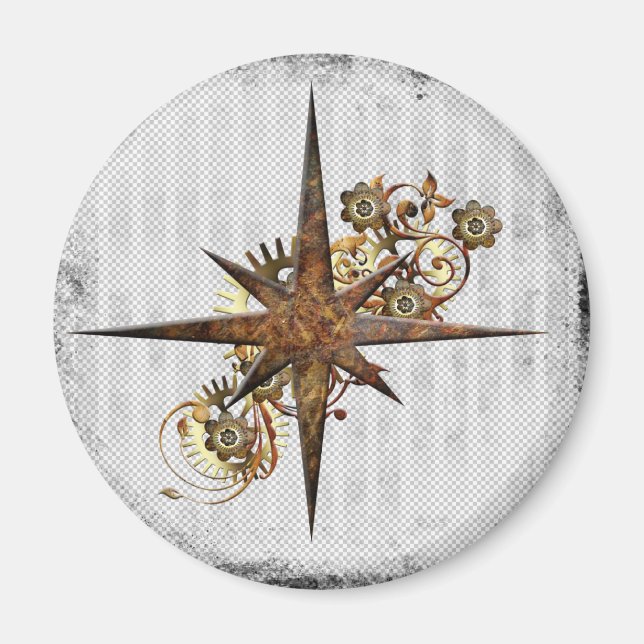 Imán Estrella de brújula Steampunk (Frente)