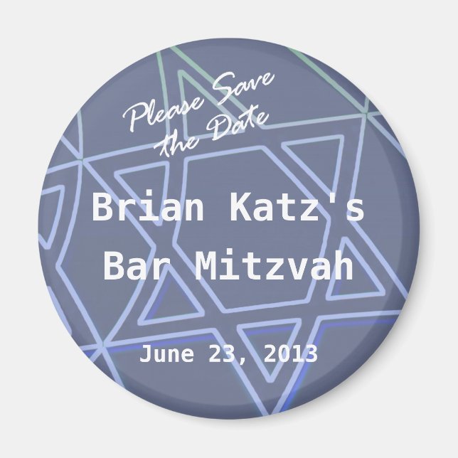 Imán Estrella de David Round Magnet (Frente)